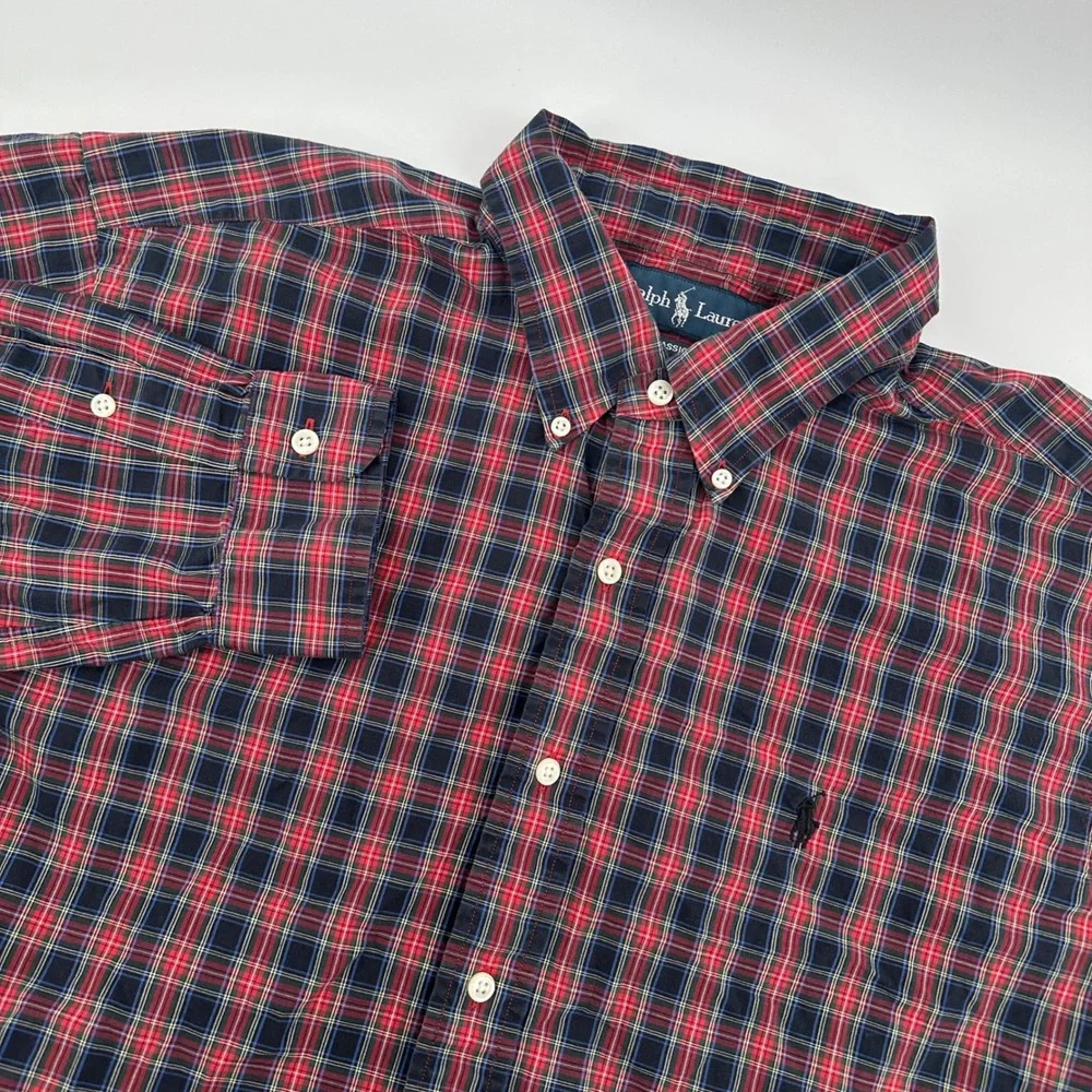 Ralph Lauren Mens XL Classic Fit Button Down Plaid Checkered Shirt‎